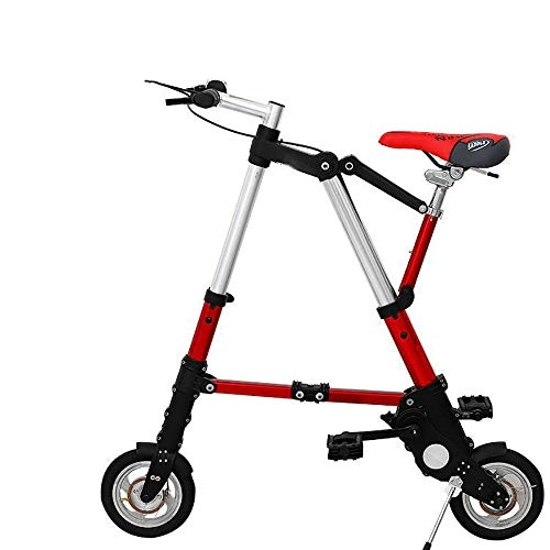 Falträder : ZXWNB Fahrrad Faltbares Mini-Fahrradgurtsystem Beweglicher Mini-Aluminiumrahmen Single Speed Schwarz, Rot, Rot, B