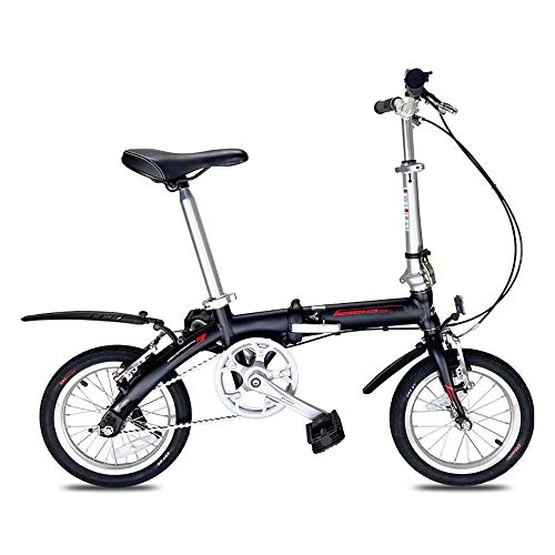 Falträder : ZXWNB Faltbares Fahrrad Aluminiumlegierung 412 Männliche Und Weibliche Erwachsene Mini-Fahrrad Ultraleichten Studenten Fahren Kleines Fahrrad 14 Zoll, Schwarz, A