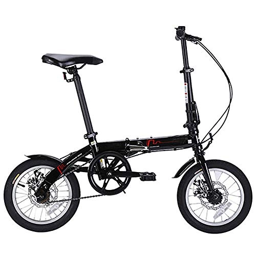 Falträder : ZXWNB Faltbares Fahrrad Ultraleichte Tragbare Single-Speed-Doppelscheibenbremsen Für Erwachsene Für Das Fahren Von Fahrrädern 14 Zoll, Schwarz, A