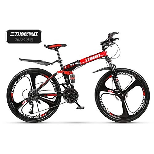Falträder : ZZKK Folding Mountain Bike 26 / 24 Inch Geschwindigkeit männliche und weibliche Off-Road Racing Doppel Stoßdämpfer Fahrrad, 27speed