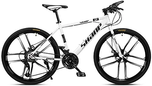 Mountainbike : 24 / 27 / 30inch, Integrierte Zehn-Schneidrad Erwachsener Fahrrad Mountainbike, vorne und hinten Doppelscheibenbremsen, männlich und weiblich Variable Speed ​​Fahrräder ( Color : White , Size : 24 )