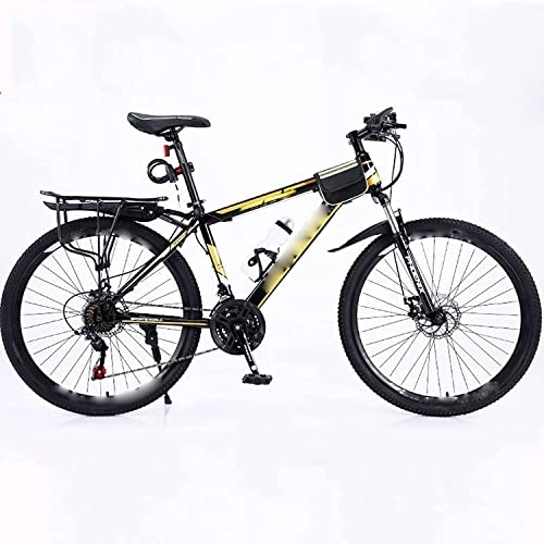 Mountainbike : 24 27 Speed Bicycle Frame Full Suspension Mountain Bike, 26 Inch Double Shock Absorption Bicycle Mechanical Disc Brakes Frame (White 27 Speed) (Yellow 27 Speed)