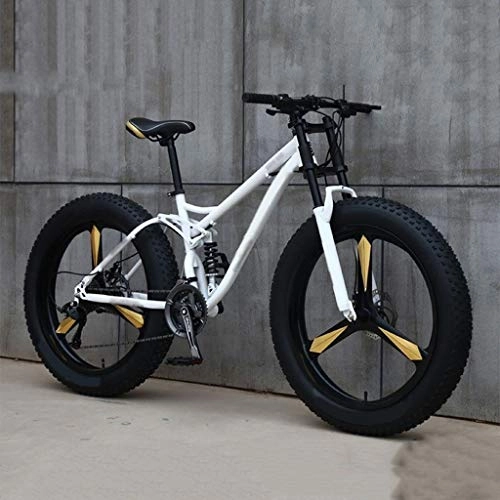 Mountainbike : 24-Gang-Getriebe Adult Mountainbike, Beach Bike mit High Carbon Steel Full Suspension, Auenlang Fahrrad mit Doppelscheibenbremsen und dicke Reifen for Schnee-Reiten ( Color : O , Size : 24inch )