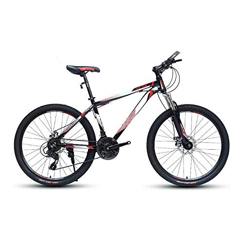 Mountainbike : 24 Geschwindigkeit Mountainbike Kohlenstoffstahlrahmen Fahrrad Doppel Scheibenbremsen Fahrrad Speichenrad Und Messer Rad Fahrrad, Rot, 26 inches
