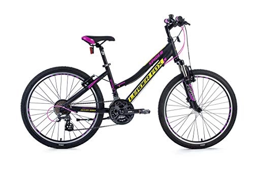 Mountainbike : 24 Zoll Alu Mountain Bike Leader Fox Spider Girl MTB Fahrrad 21 Gang Shimano schwarz violett