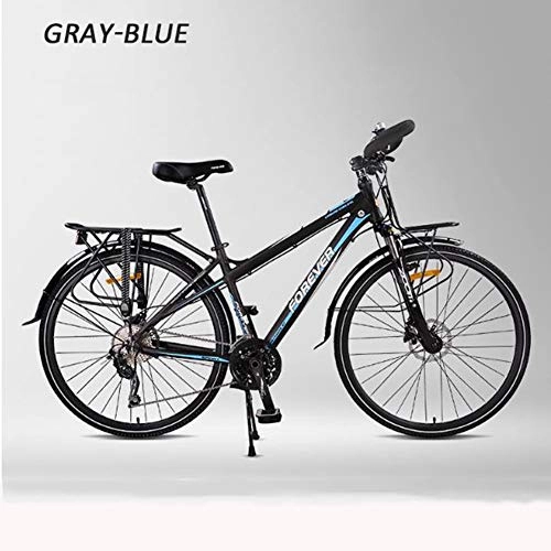 Mountainbike : 24-Zoll-Bikes Herren / Damen Hybrid Rennrad, Scheibenbremsen, Alurahmen, Geschwindigkeit Antrieb, Carbon-Faser-Gabel, mehr Farben, Blue Gray