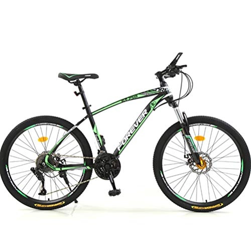 Mountainbike : 24 Zoll Mountainbikes 21 / 24 / 27 / 30 Geschwindigkeit Fahrradfederung MTB, Bike Mit Scheibenbremsen, Fahrrad Für Erwachsene, Teen, Black Green, 24 inch 21 Speed