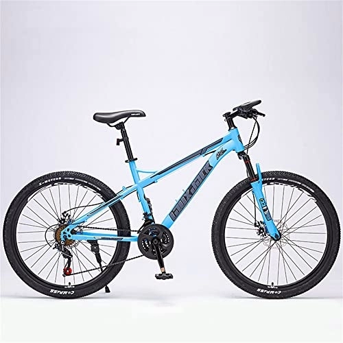 Mountainbike : 24 Zoll Mountainbikes, Erwachsene, Fat Tire Mountainbike, Schneefahrrad für Herren und Damen, kohlenstoffreicher Stahlrahmen, doppelte Vollfederung, Dual-Scheibenbremse (21 Gänge, blau)