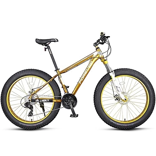 Mountainbike : 26 * 4, 0-Zoll-Mountainbikes mit dicken Rädern, Mountain Trail-Fahrrad für Erwachsene mit fetten Reifen, 27-Gang-Fahrrad, Rahmen aus kohlenstoffreichem Stahl, doppeltes Vollfederungs-Doppelscheibenbr