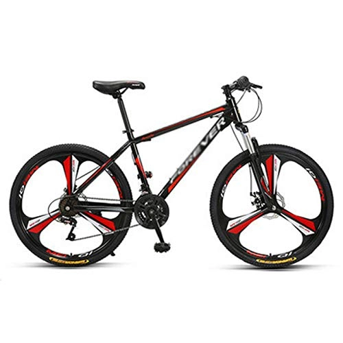 Mountainbike : 26 Inch Mountain Bike, Adult Youth MTB, Carbon Steel Frame, Large Full Suspension Mountain Bike, Kein Geräusch, 24 Geschwindigkeit, Red