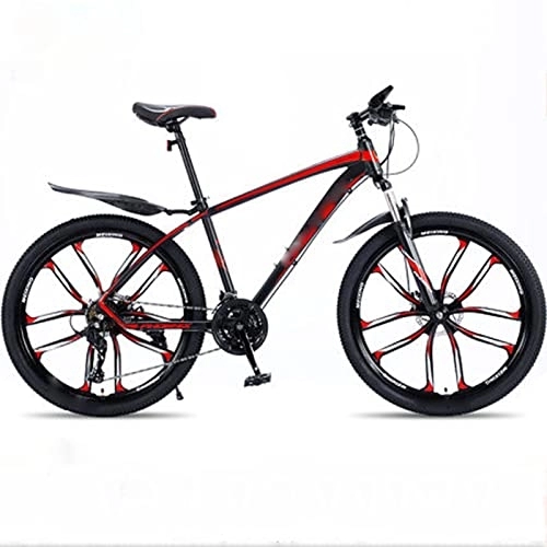 Mountainbike : 26 Inch Mountain Bike Aluminum Alloy 24 Variable Speed Shock Absorption Off-Road Travel City Commuter Car (Black a) (Red b)