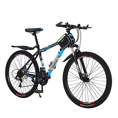 Mountainbike : 26-Zoll-Mountainbike-Rahmen aus Kohlenstoffstahl, 21 / 24 / 27 Gänge mit Doppelscheibenbremse und Doppelfederung / Blau / 27 Gänge