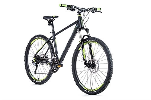 Mountainbike : 27, 5 " Zoll Alu MTB Fahrrad LEADER FOX Esent Shimano 27 Gang Scheibenbremsen schwarz grün Rh 36cm