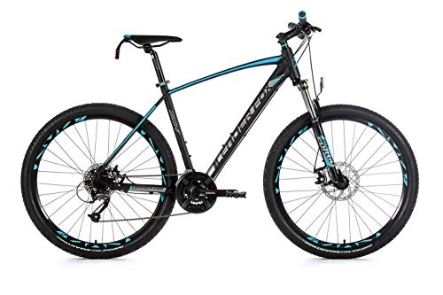 Mountainbike : 27, 5 Zoll Alu MTB Fahrrad LEADER FOX Shimano 21 Gang Scheibenbremsen Rh 41cm schwarz blau