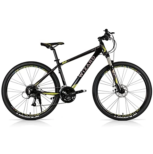 Mountainbike : 27.5 Zoll Alu Wizard X-Country 3.5 Fahrrad Shimano 27 Gang MTB schwarz gelb Rh54cm