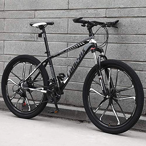 Mountainbike : 27 Geschwindigkeiten Mountainbike Leichtes Carbon Stahlrahmen Mountainbike Doppelscheibenbremse Rennrad, Weiß, 26 Zoll