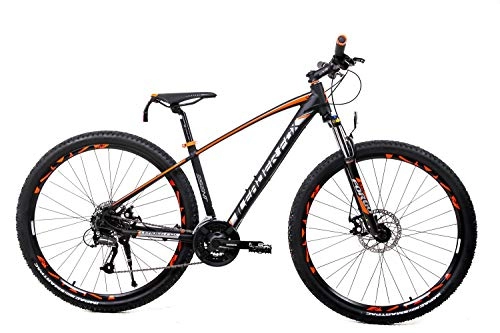 Mountainbike : 29 Zoll Alu MTB Fahrrad Leader Fox Shimano 21 Gang Scheibenbremsen schwarz orange RH 41 cm