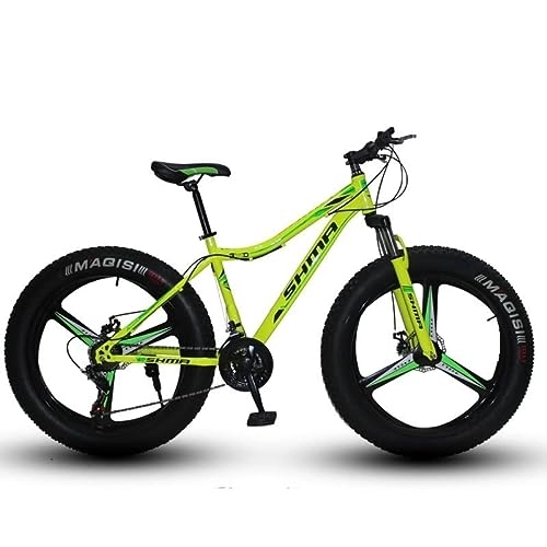 Mountainbike : 66 cm (26 Zoll) Mountainbikes, Snow-Bike, Rennrad, Erwachsene, Fat Tire Mountainbike, 21-Gang-Fahrrad, Hartstahlrahmen, doppelte Vollfederung, Dual-Scheibenbremse (gelb1)