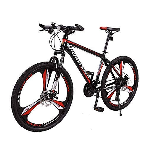 Mountainbike : AEDWQ 27-Gang-All-in-One-Mountainbike, 26-Zoll-Aluminium-Legierung Rahmen, Doppelaufhebung Doppelscheibenbremse Fahrrad, MTB Reifen, Schwarz, Rot / Wei Blau (Color : Black red)