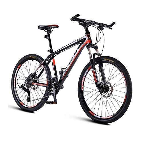 Mountainbike : AEDWQ 27-Gang Mountainbike, Aluminium Rahmen, Vorderradaufhngung, l Disc Doppelscheibenbremse Fahrrad, 26-Zoll-Spoke MTB Reifen, Schwarz, Rot / Wei Blau (Color : Black red)