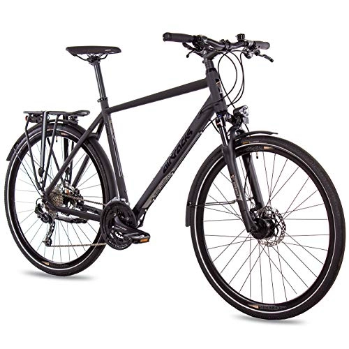 Mountainbike : AirtracksHerren Trekking Fahrrad 28 Zoll Trekkingrad TR.2850 Schwarz Matt (52cm (Körpergröße 165-175cm))