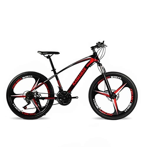 Mountainbike : AISHFP 24 Zoll Erwachsene Mountain Bike, Doppelscheibenbremse Bikes, Strand Snowmobile Fahrrad, Upgrade-High-Carbon Stahlrahmen, Aluminiumleichtmetallfelge, Rot, 27 Speed