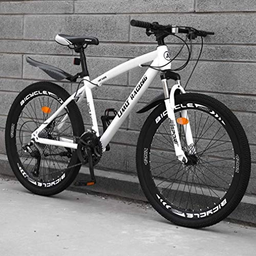 Mountainbike : AISHFP Adult Mountainbike, High-Carbon Stahlrahmen Strand Fahrrad, Doppelscheibenbremse Off-Road Schnee Bikes, Aluminium-Legierung 24 Zoll-Räder, Weiß, 27 Speed