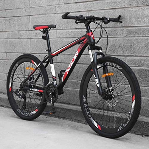 Mountainbike : AISHFP Adult Mountainbike, Snowmobile Bikes, Doppelscheibenbremse Strand Fahrrad, High-Carbon Stahlrahmen für Fahrräder, 24-Zoll-Räder, Rot, 24 Speed