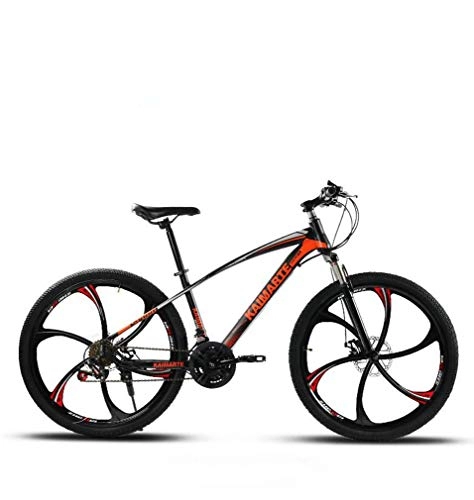 Mountainbike : AISHFP Erwachsene mit Variabler Geschwindigkeit Mountainbike, Doppelscheibenbremse Bikes, Strand Snowmobile Fahrrad, Upgrade-High-Carbon Stahlrahmen, 24-Zoll-Räder, Orange, 24 Speed