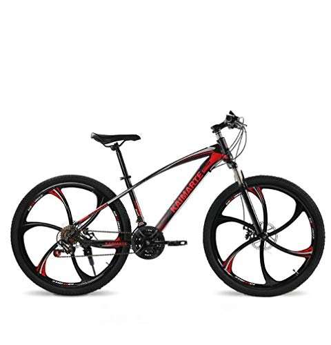 Mountainbike : AISHFP Erwachsene mit Variabler Geschwindigkeit Mountainbike, Doppelscheibenbremse Bikes, Strand Snowmobile Fahrrad, Upgrade-High-Carbon Stahlrahmen, 26-Zoll-Räder, Rot, 24 Speed