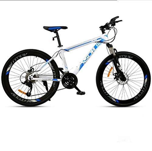 Mountainbike : AISHFP Erwachsene Mountain Bike, Doppelscheibenbremse / High-Carbon Stahlrahmen Bikes, Strand Snowmobile Fahrrad, 24 Zoll-Räder, Blau, 21 Speed