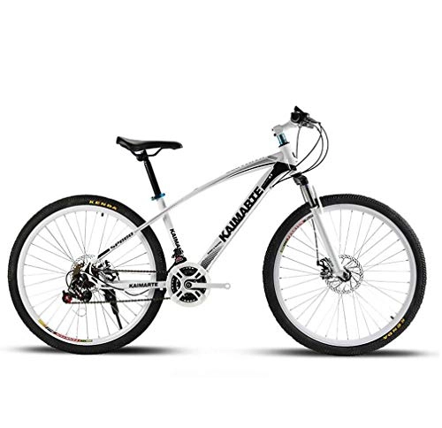 Mountainbike : AISHFP Erwachsenen-Mountainbike, Doppelscheiben-Bremsräder, Strand-Schneemobilfahrrad, Upgrade-Rahmen aus kohlenstoffhaltigem Stahl, 26-Zoll-Räder, Weiß, 21 Speed