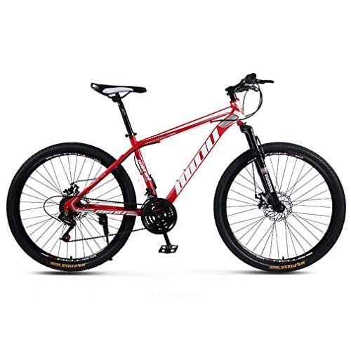 Mountainbike : AISHFP Erwachsenen-Mountainbike, Rahmen aus kohlenstoffhaltigem Stahl, Strand-Schneemobilfahrrad, Doppelscheiben-Bremskreuzer-Fahrräder, 26-Zoll-Aluminiumlegierungsräder, Rot, 21 Speed