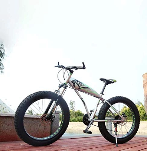 Mountainbike : AISHFP Fat Tire Adult Mountainbike, Doppelscheibenbremse / Aluminiumlegierung Frame Cruiser Bikes, Beach Schneemobil Fahrrad, 24 Zoll Räder, Weiß, 27 Speed