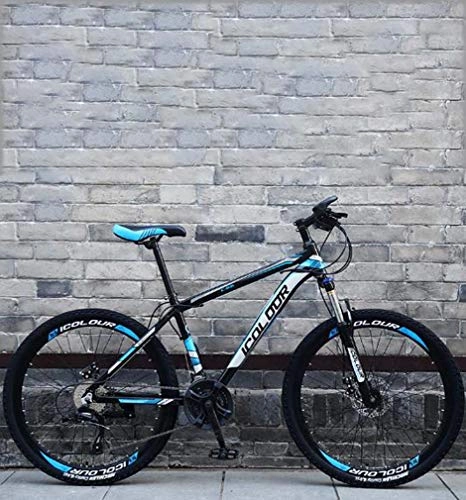 Mountainbike : AISHFP Soft Tail Folding Mountainbike, Doppelscheibenbremse / Rahmenrahmen aus kohlenstoffhaltigem Stahl, Offroad-Strand-Schneemobilfahrrad, 26-Zoll-Räder, Blau, 27 Speed