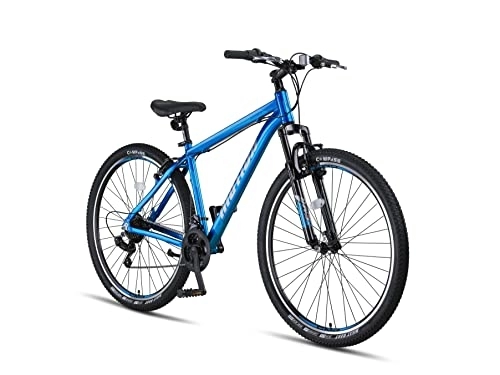 Mountainbike : ALTEC 4 Motion Mountainbike für Männer, 29 Zoll Räder, 50 cm Alimuniumrahmen, Gabelfederung, Shimano 21 Speed, V-Brakes, Doppelwandige Alufelgen MTB (Blau)