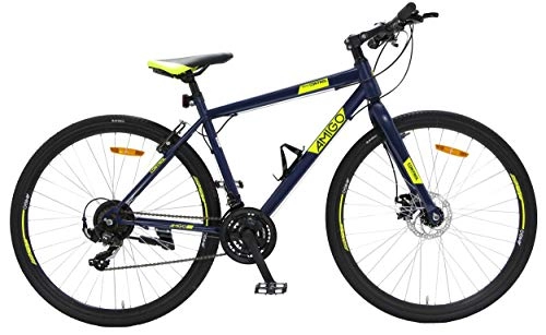 Mountainbike : AMIGO Control Hardtail Mountainbike 28 Zoll 47 cm Unisex 21G Felgenbremse Blau / Gelb