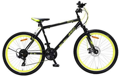 Mountainbike : Amigo Next Level - Mountainbike für Jungen und Mädchen - 26 Zoll - Shimano 21-Gang - geeignet ab 150 cm - mit Handbremse, Scheibenbremse und fahrradständer - Schwarz / Gelb