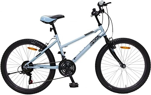 Mountainbike : Amigo Power - Mountainbike für Mädchen - 24 Zoll - Shimano 18-Gang - geeignet ab 135 cm - mit Handbremse und fahrradständer - Blau