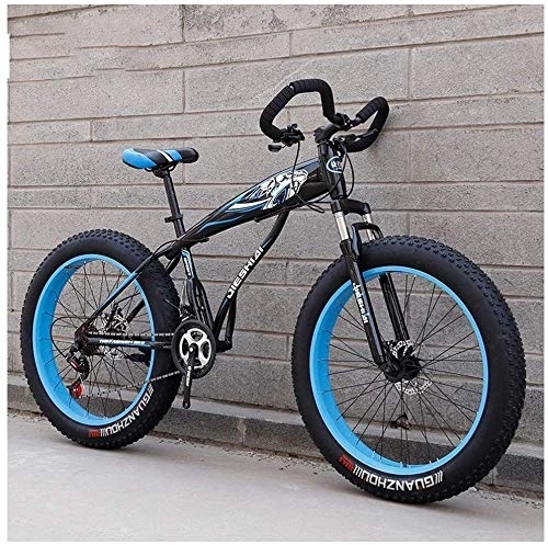 Mountainbike : Aoyo 26 Zoll, Mountain Bikes, Mountain Trail Bike, Fat Tire, Erwachsene, Fahrrad, Doppelscheibenbremse, High-Carbon Stahlrahmen, Fahrräder, Anti-Rutsch, 21 Geschwindigkeit, (Color : Black Blue)