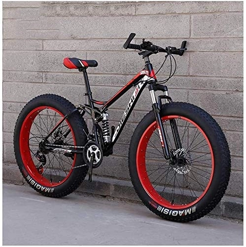 Mountainbike : Aoyo Erwachsene Mountain Bikes, Fat Tire Doppelscheibenbremse Hardtail Mountainbike, Big Wheels Fahrrad, High-Carbon Stahlrahmen, New Blau, 26 Zoll 27 Geschwindigkeit