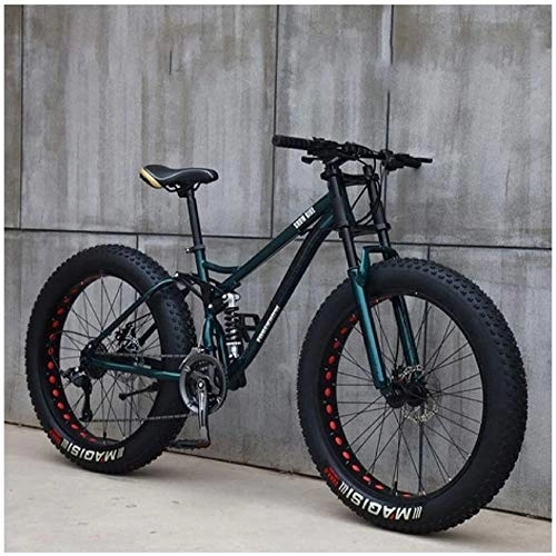 Mountainbike : Aoyo Mountain Bikes, Fahrrad, 26 Zoll, 21 Geschwindigkeiten, High Carbon Stahl, Leichtgewicht, Strand, Sport Bike, Dual-Suspension, Doppelscheibenbremse, Fat Tire Bike, (Color : Cyan)