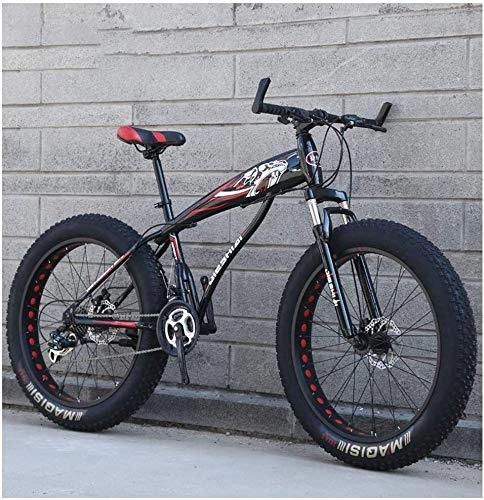 Mountainbike : Aoyo Mountainbike, 26 Zoll, 21-Gang, Fahrräder, Fat Tire, Hardtail, MTB, Fahrrad, All Terrain, Doppelaufhebung Rahmen, Federgabel, (Color : Black Red)