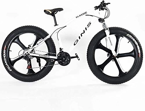 Mountainbike : Aoyo Teens Mountain Bikes, 21-Gang 24 Zoll Fat Tire Fahrrad, High-Carbon Stahlrahmen Hardtail Mountainbike mit Doppelscheibenbremse, Gelb, Spoke, Größe: 3 Spoke, (Color : White, Size : 5 Spoke)