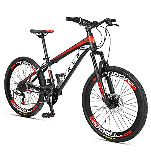 Mountainbike : AP.DISHU 24-Gang Kind Mountainbike Unisex Fahrrder 24-Zoll-Rad Doppelscheibenbremse Federgabel Rot