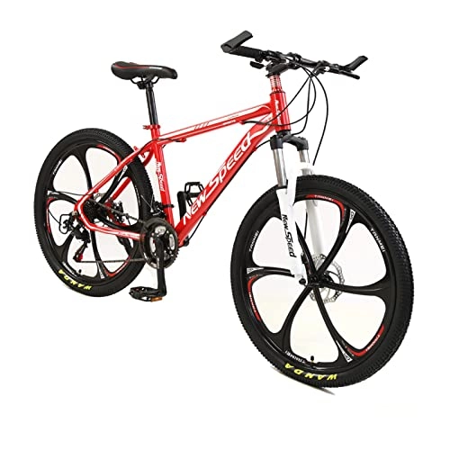 Mountainbike : AZXV Mountainbike, 21 Geschwindigkeiten Antriebsstrang, volles Suspension Hoch-Kohlenstoffstahl MTB-Fahrrad, 26-Zoll-Rad, Dual-Scheibenbremse rutschfest, für Erwachsene H red-24inch