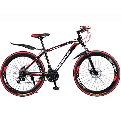 Mountainbike : AZYQ 26In 21-Gang-Mountainbike für Erwachsene, Leichtmetall-Vollrahmen aus Aluminiumlegierung, Herrenrad mit Vorderradfederung, Scheibenbremse, Schwarz, A