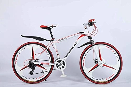 Mountainbike : AZYQ 26In 24-Gang-Mountainbike für Erwachsene, Leichtmetall-Vollrahmen aus Aluminiumlegierung, Herrenrad mit Vorderradfederung, Scheibenbremse, Rot 3