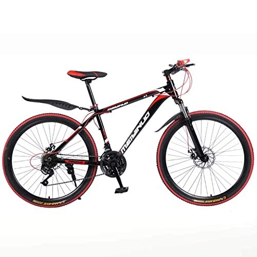 Mountainbike : AZYQ 26In 24-Gang-Mountainbike für Erwachsene, Leichtmetall-Vollrahmen aus Aluminiumlegierung, Herrenrad mit Vorderradfederung, Scheibenbremse, Schwarz 1