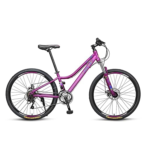 Mountainbike : Bananaww Mountainbike in 26 Zoll, MTB Hardtail Fahrrad Mountain Bike für Mädchen Jugendfahrrad, 24 / 27 Gang Schaltung, Scheibenbremse Federgabel, ab 140-170CM - Pink / Lila